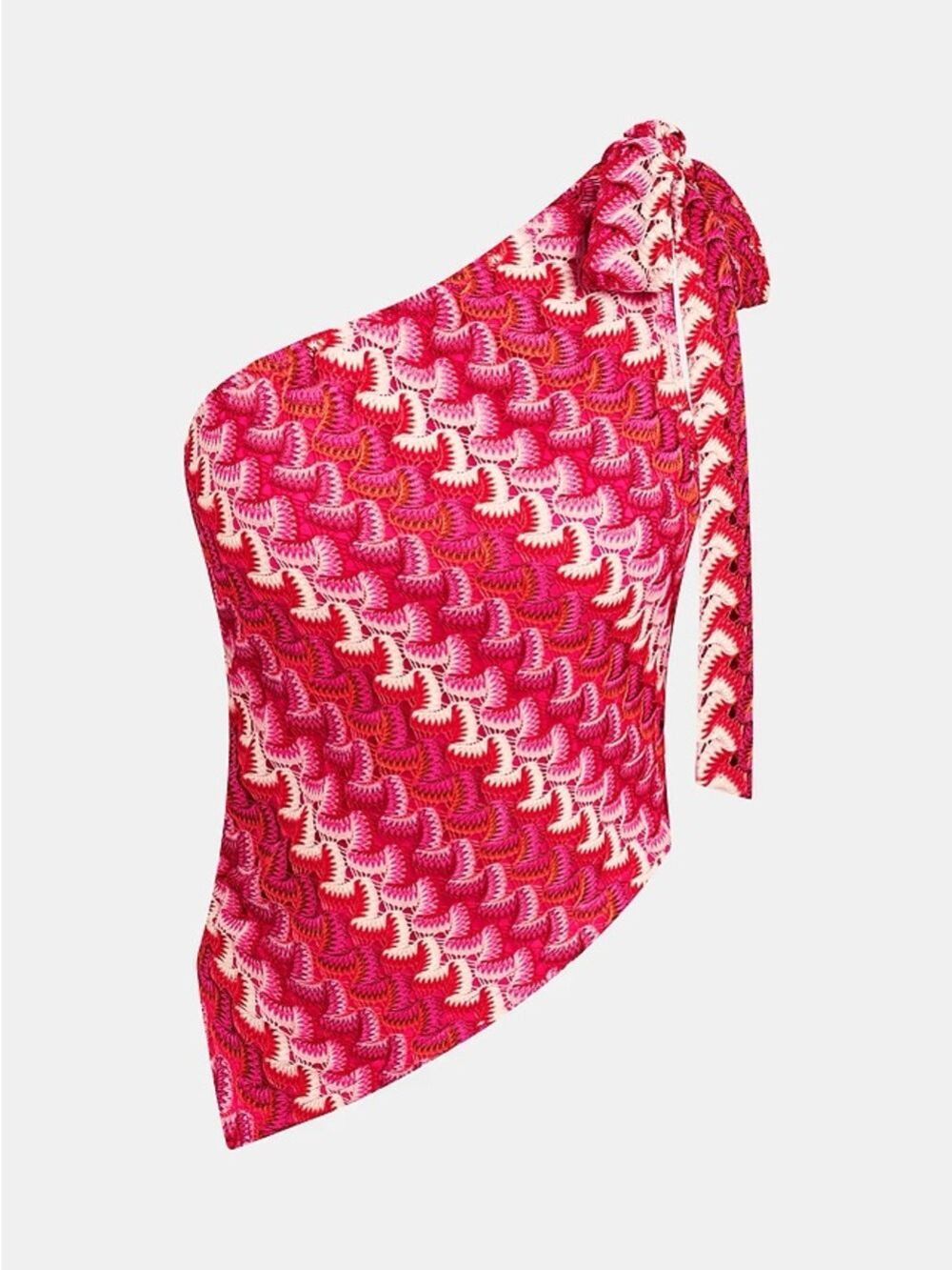 Cupshe Asymmetrical One-Shoulder Pink Crochet Swim Cover-up Top size medium